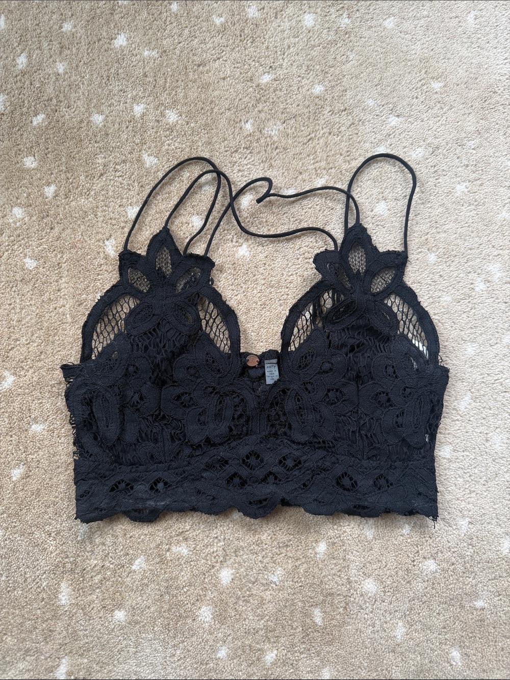 Free People Black Floral Crochet Lace Bralette